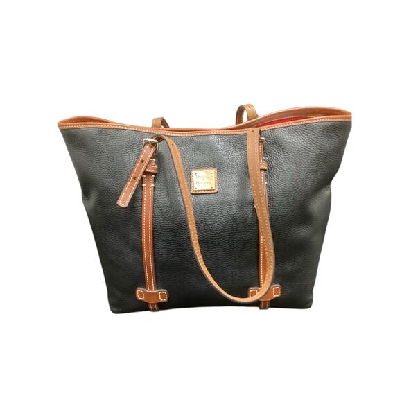 Dooney &Bourke Bag Women 1Size BigShopperTote Pebbled Leather Red Interior Black - Picture 1 of 8
